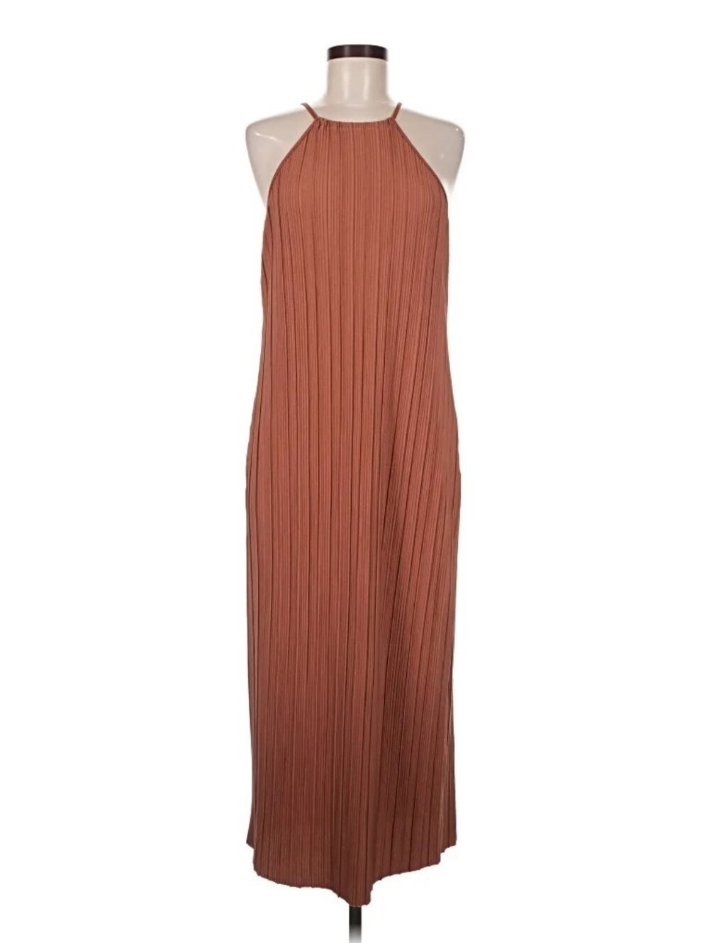 A New Day Burnt Orange Keyhole Back Spaghetti Strap Halter Maxi Dress, Size S